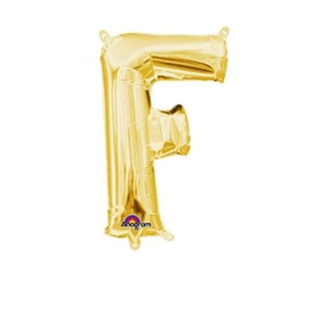 ANAGRAM 16 in. Letter F Gold Supershape Foil Balloon 78467